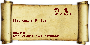 Dickman Milán névjegykártya